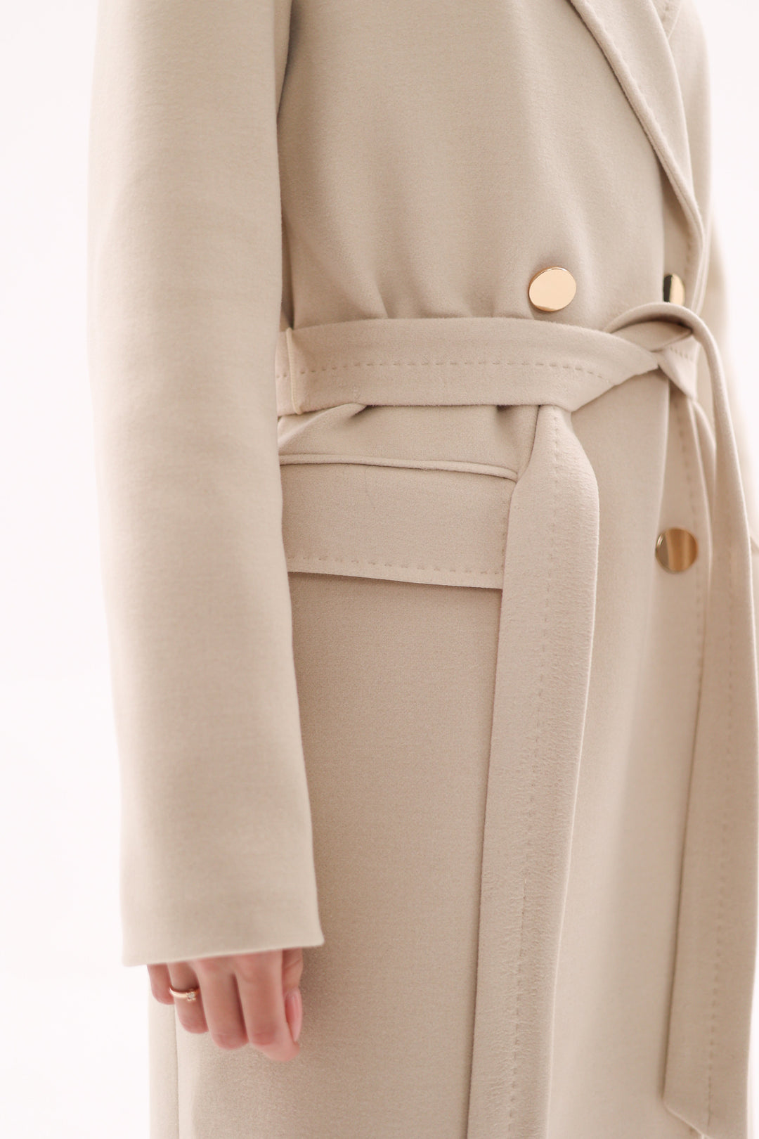 Denise Cashmere Blend Overcoat in Nude