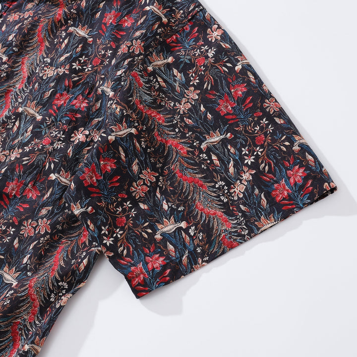 Men's Hawaiian Shirt The Genus Iris Print Cotton Button-down Short Sleeve Aloha Shirt By Amy