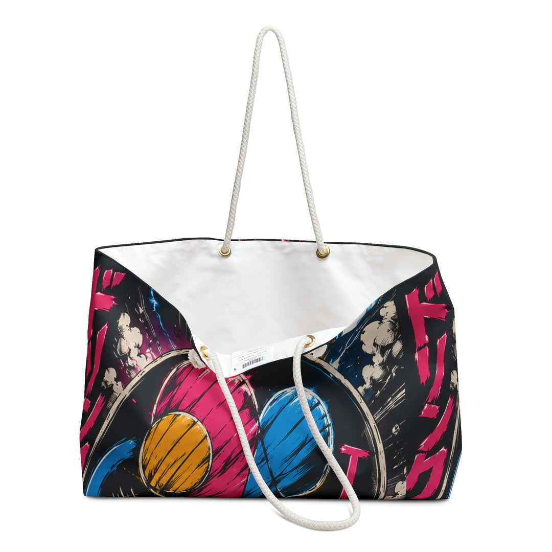 Neon Anime Weekender Bag – Retro Cyberpunk Drunk Design