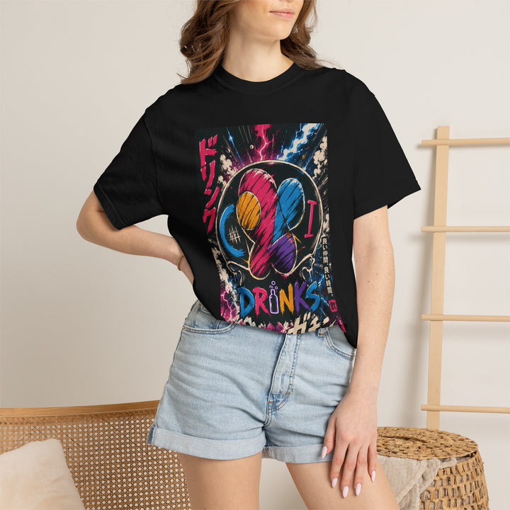 Drinks Skull Graphic T-Shirt — Neon Vaporwave Japanese Streetwear