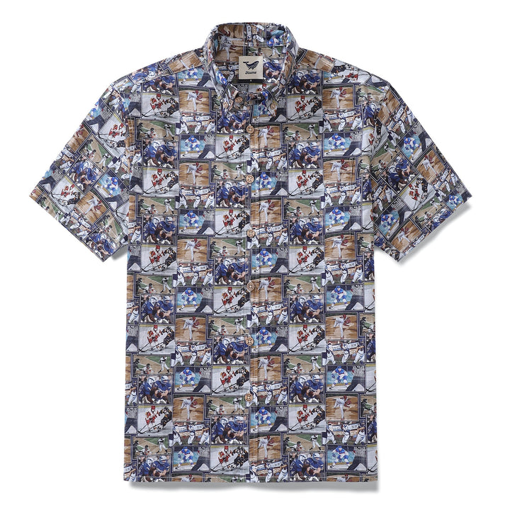 Men's Hawaiian Shirt Team Dynamics Print Cotton Button-down Short Sleeve Aloha Shirt By Sun