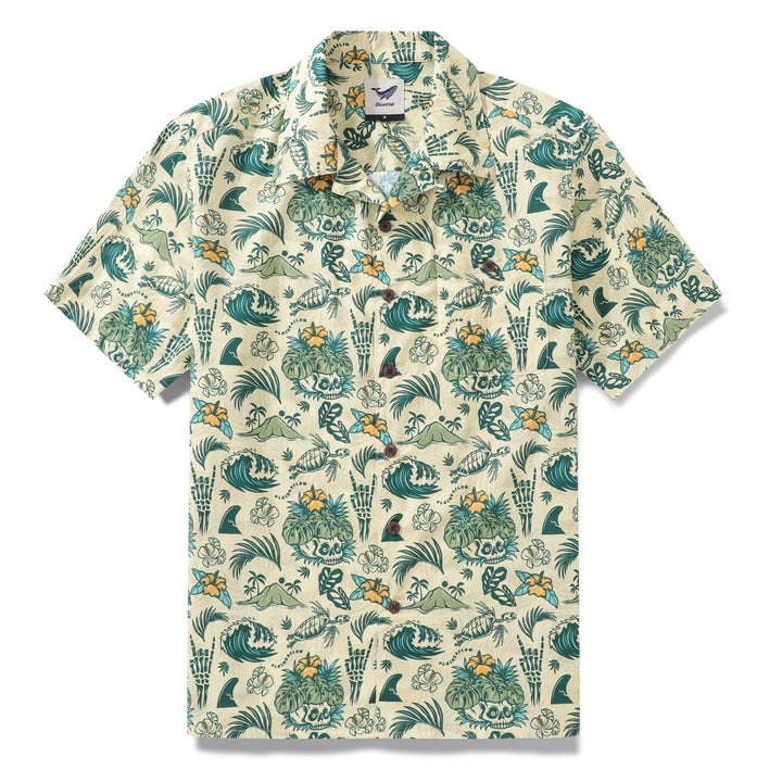 Men's Hawaiian Shirt Tropical Surf Punk Pattern By Laihha Organna Cotton Camp collar Short Sleeve Aloha Shirt