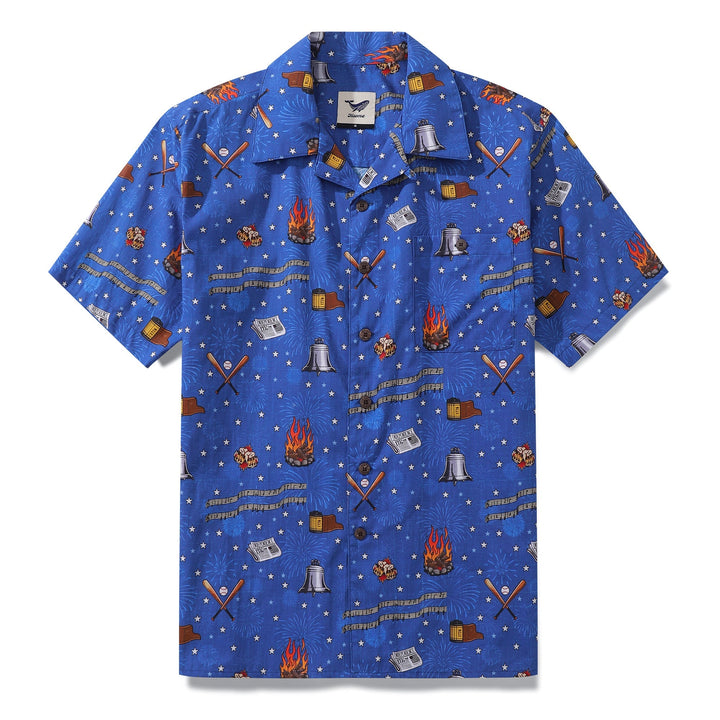 Independence Day Hawaiian Shirt For Men Celebrating Freedom Shirt Camp Collar 100% Cotton By Sun