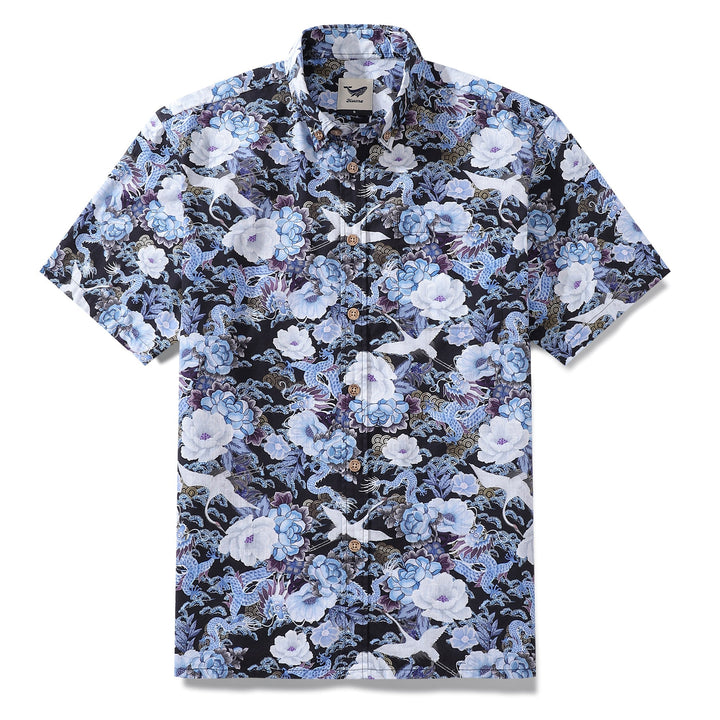 Men's Hawaiian Shirt Mystic Serenity Print Cotton Button-down Short Sleeve Aloha Shirt By Sylvia