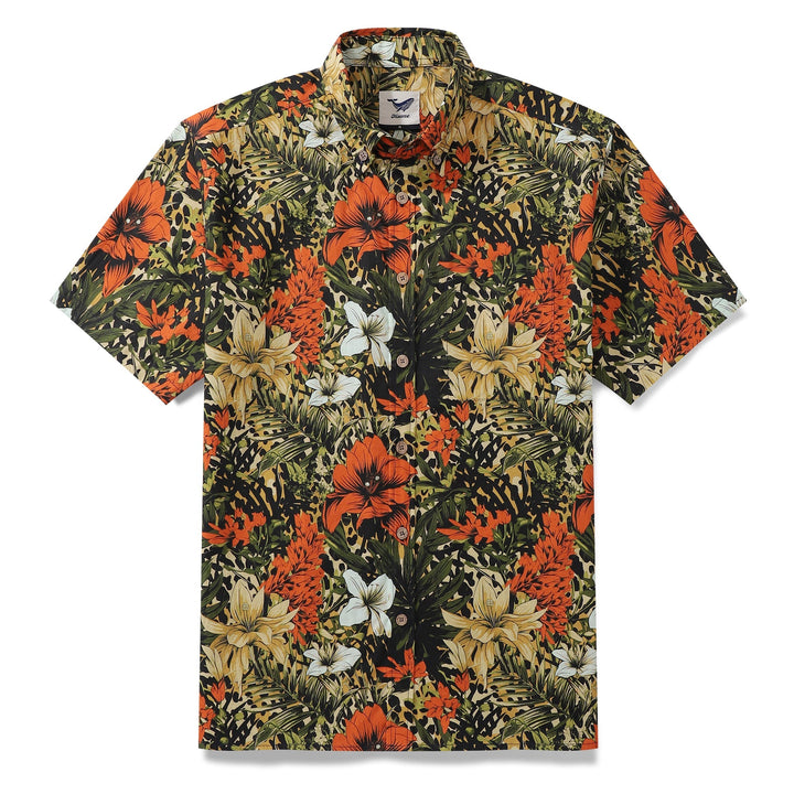 Hawaiian Shirt For Men Tropical Rhythm Button-down Short Sleeve 100% Cotton Shirt By Yeti
