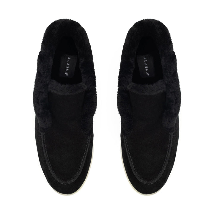 Norwood Genuine Shearling Loafer Boots in Black