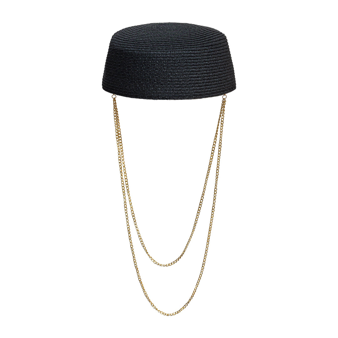 Hartym Double Chain Hat in Black