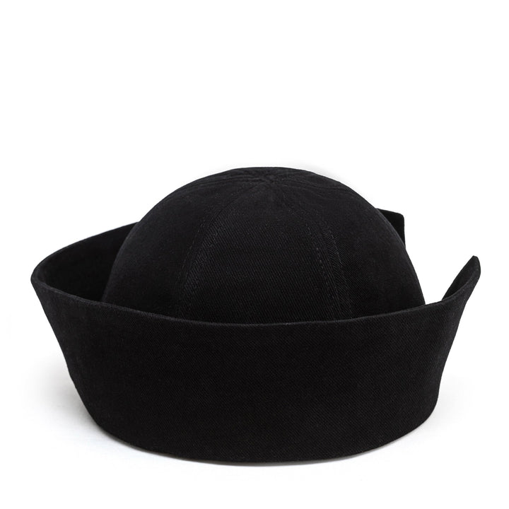 Sailor Cotton Folded Brim Hat in Black