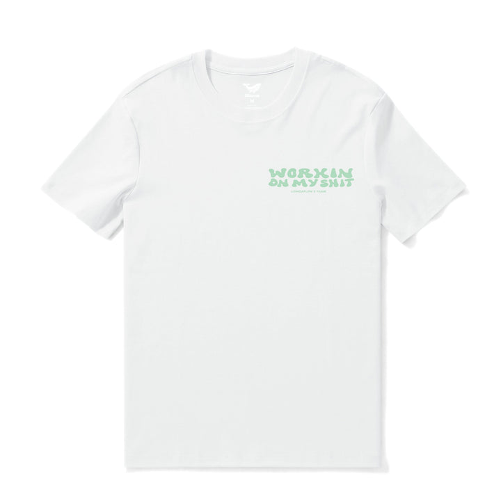 Hawaiian Tee For Men Working on Myself By Loindaflow Tee Crew Neck 100% Cotton - WHITE By Laihha Organna