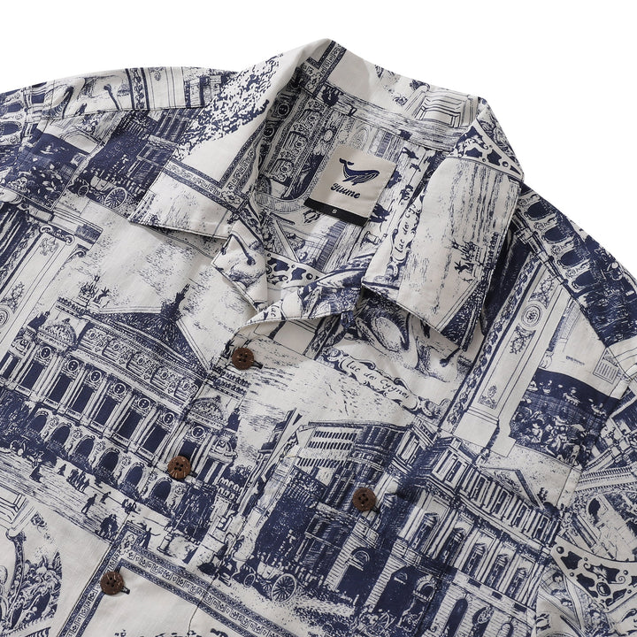 Hawaiian Shirt For Men Artistic Mark Print Shirt Camp Collar 100% Cotton By Yeti