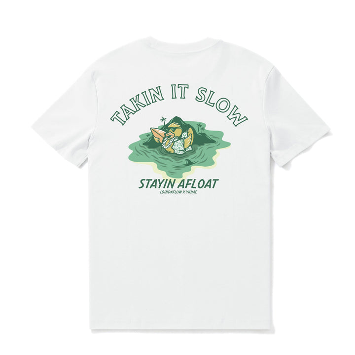 Hawaiian Tee For Men Takin It Slow By Loindaflow Tee Crew Neck 100% Cotton - WHITE By Laihha Organna