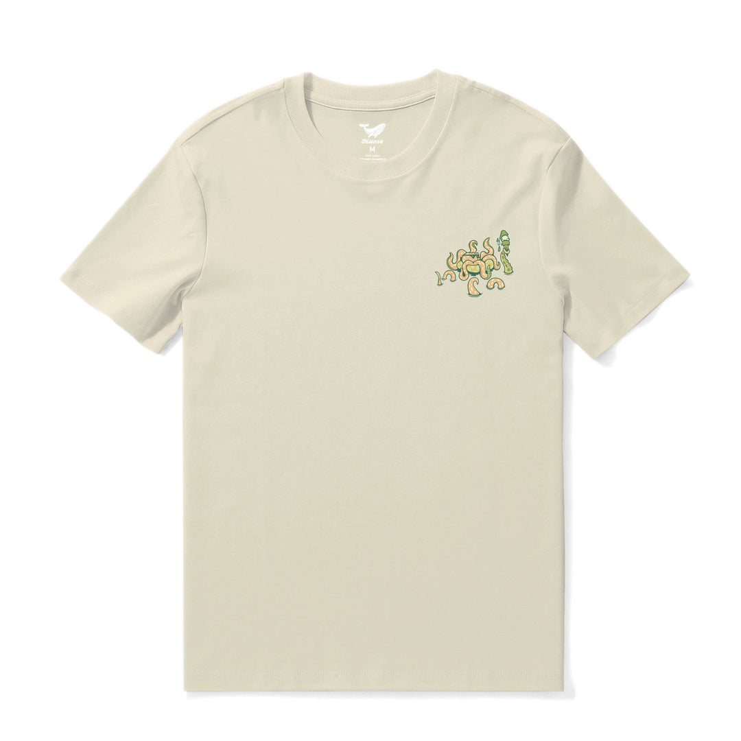 Hawaiian Tee For Men Taking the day off By Loindaflow Tee Crew Neck 100% Cotton - BEIGE By Laihha Organna