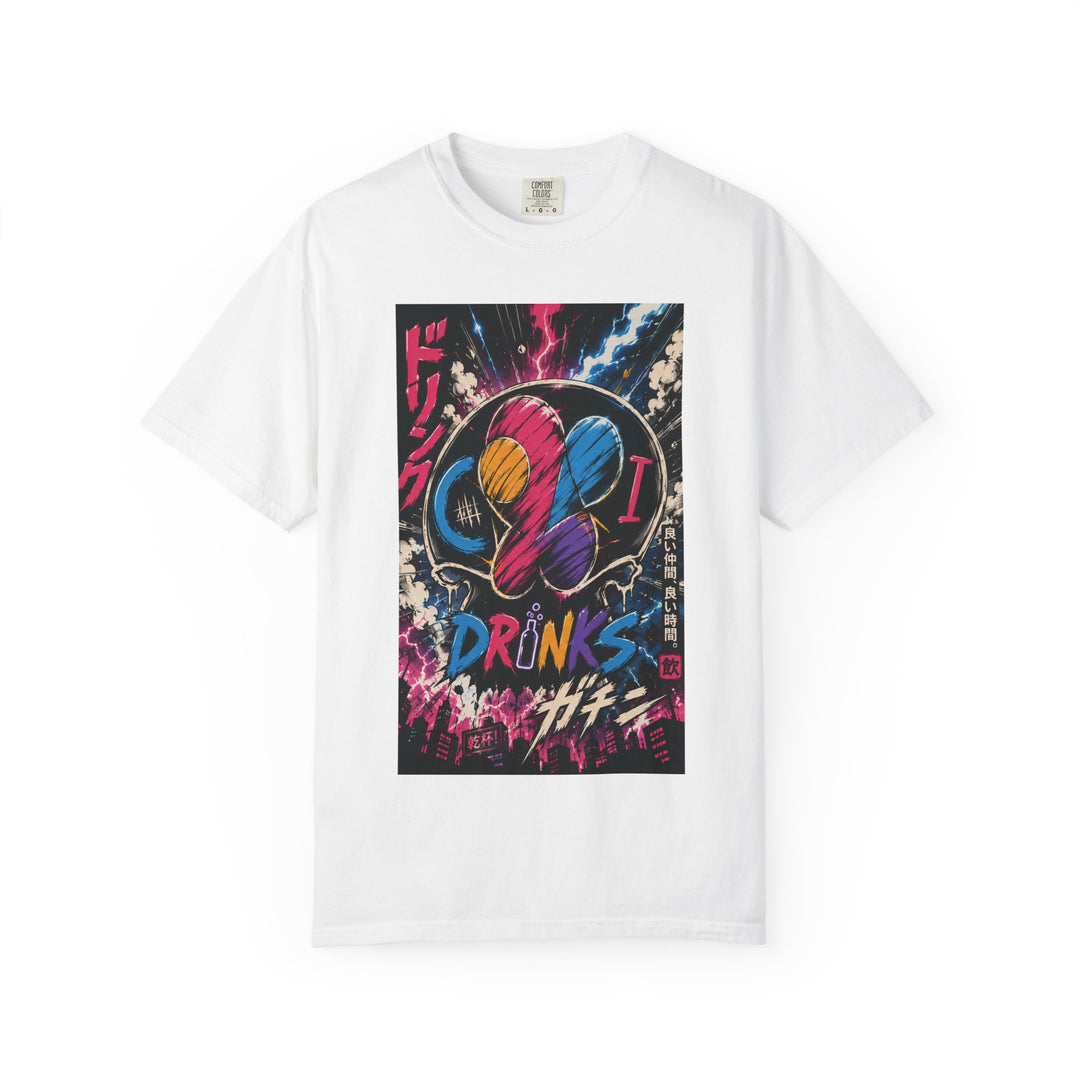 Drinks Skull Graphic T-Shirt — Neon Vaporwave Japanese Streetwear