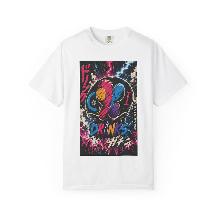 Drinks Skull Graphic T-Shirt — Neon Vaporwave Japanese Streetwear