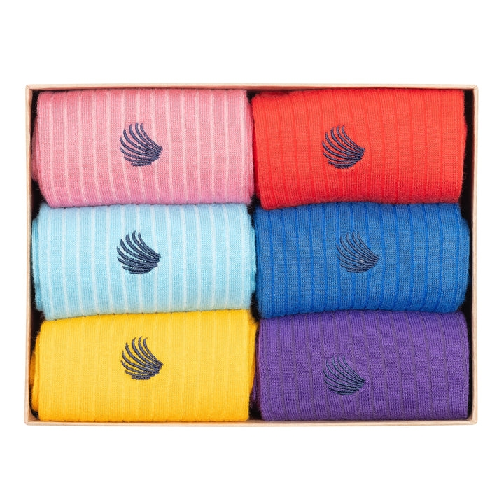 Men’s Bamboo Dress Socks 6-Pack Gift Box, Bright Colors