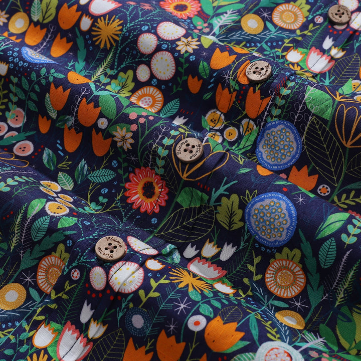 Floral Hawaiian Shirt For Men Button-down Short Sleeve 100% Cotton Shirt By Rachel Parker