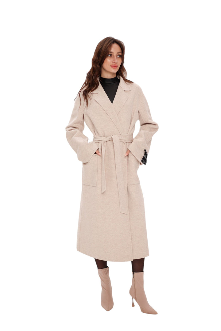 Mia Premium 85% Wool Cashmere Coat in Sea Salt