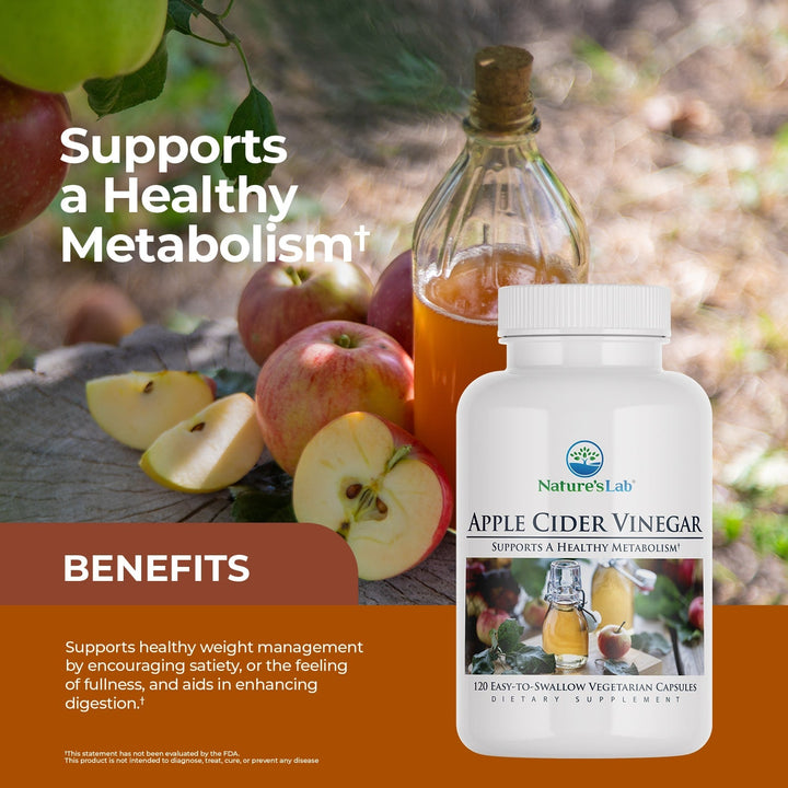 Nature's Lab Apple Cider Vinegar with Chromium - 120 Capsules