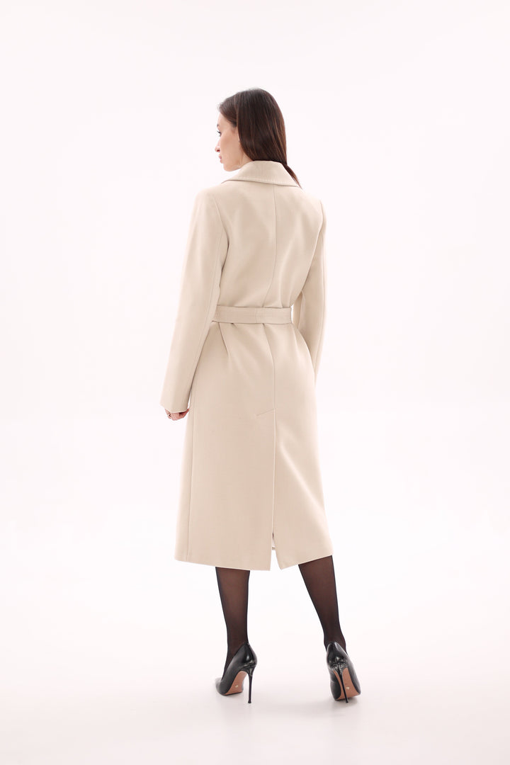 Denise Cashmere Blend Overcoat in Nude