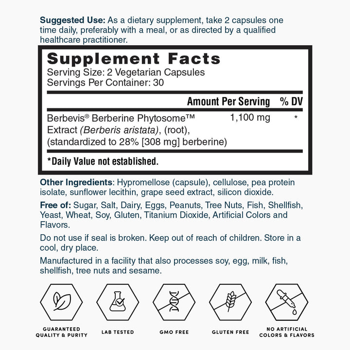 Nature's Lab Gold Berbevis® Berberine Phytosome™ Extract - 60 Capsules