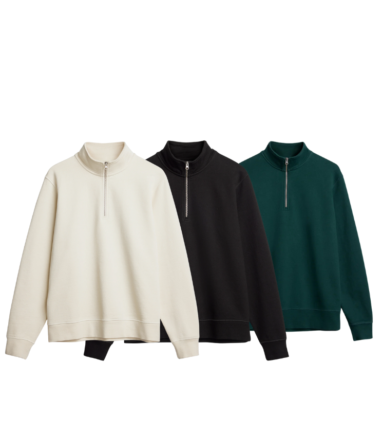 Men's Organic Cotton French Terry Quarter Zip Sweatshirt – Castlebeard