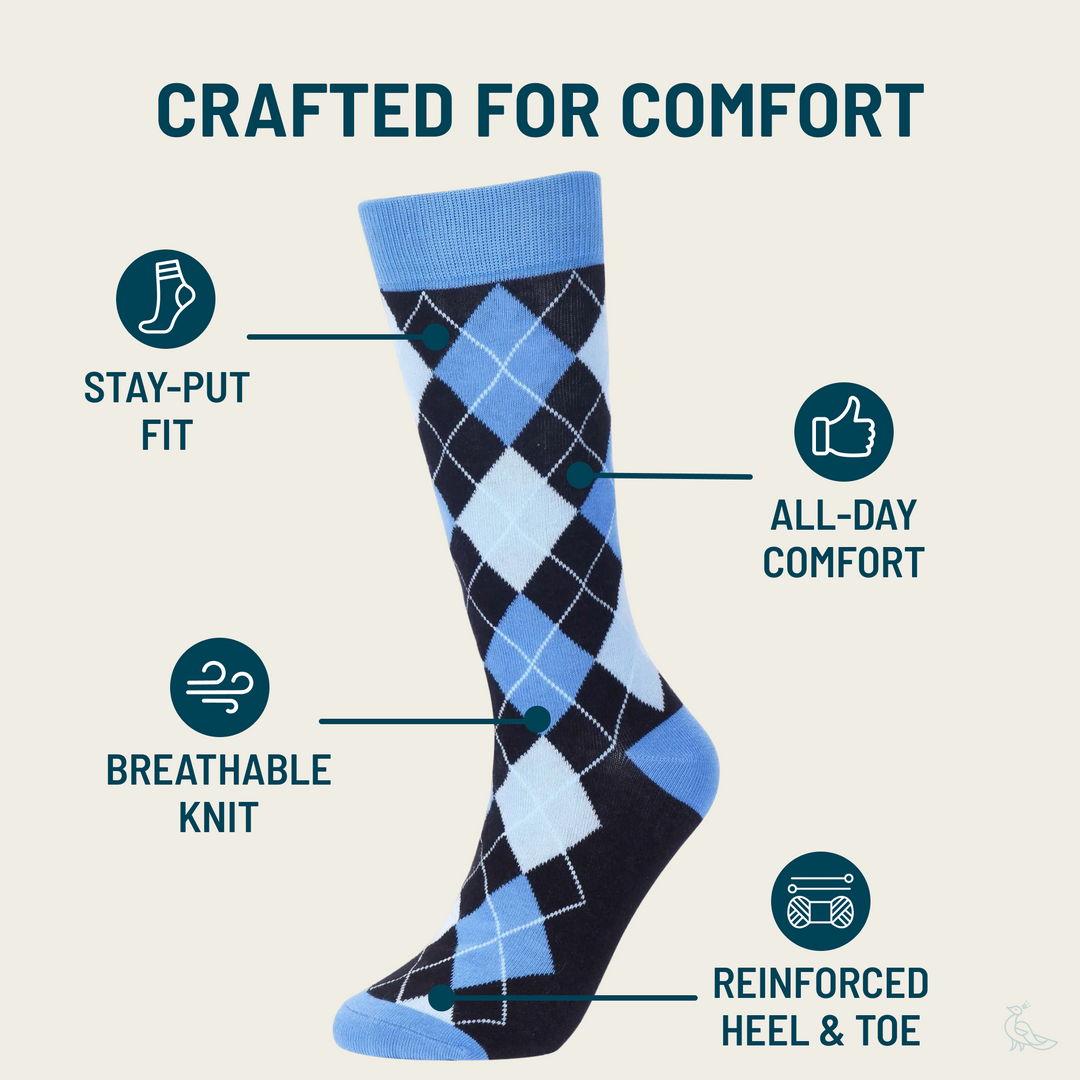 Black and Blue Argyle Socks