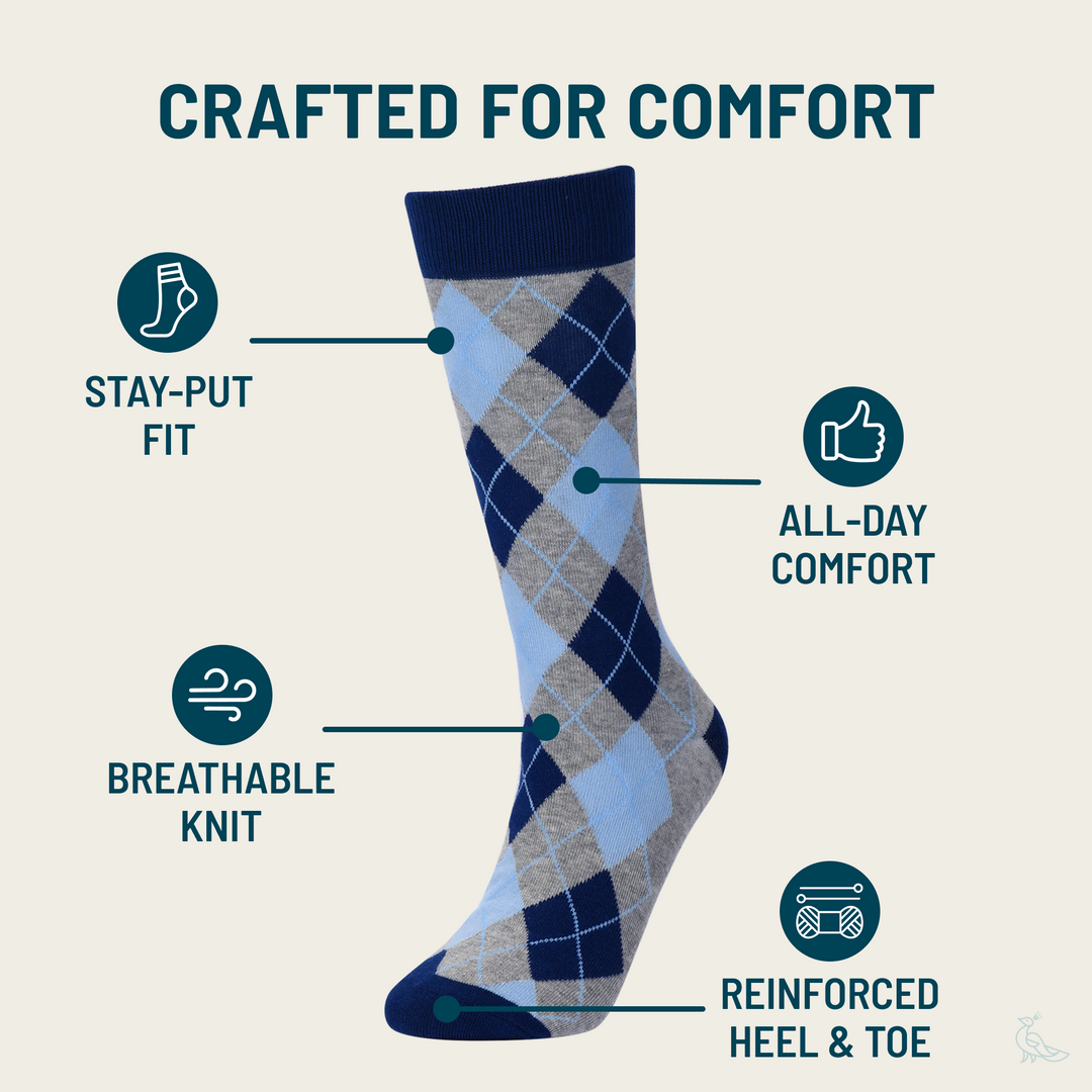 Blue and Grey Argyle Socks