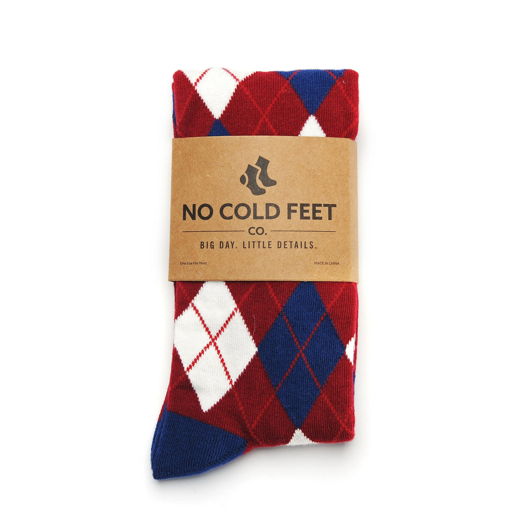 Burgundy and Navy Argyle Socks