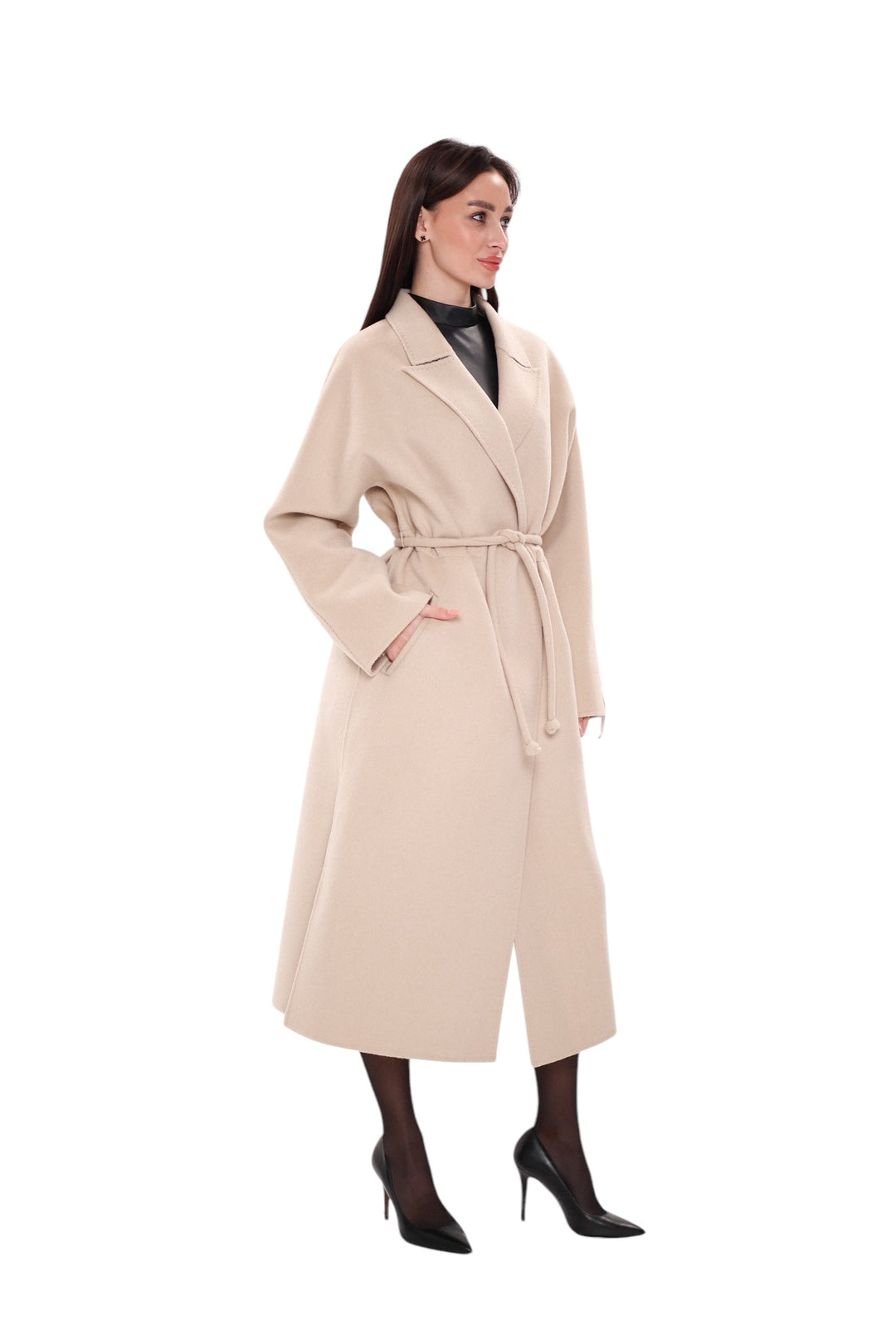 Margaret Premium Lana Wool Cashmere Coat in Royal Creme