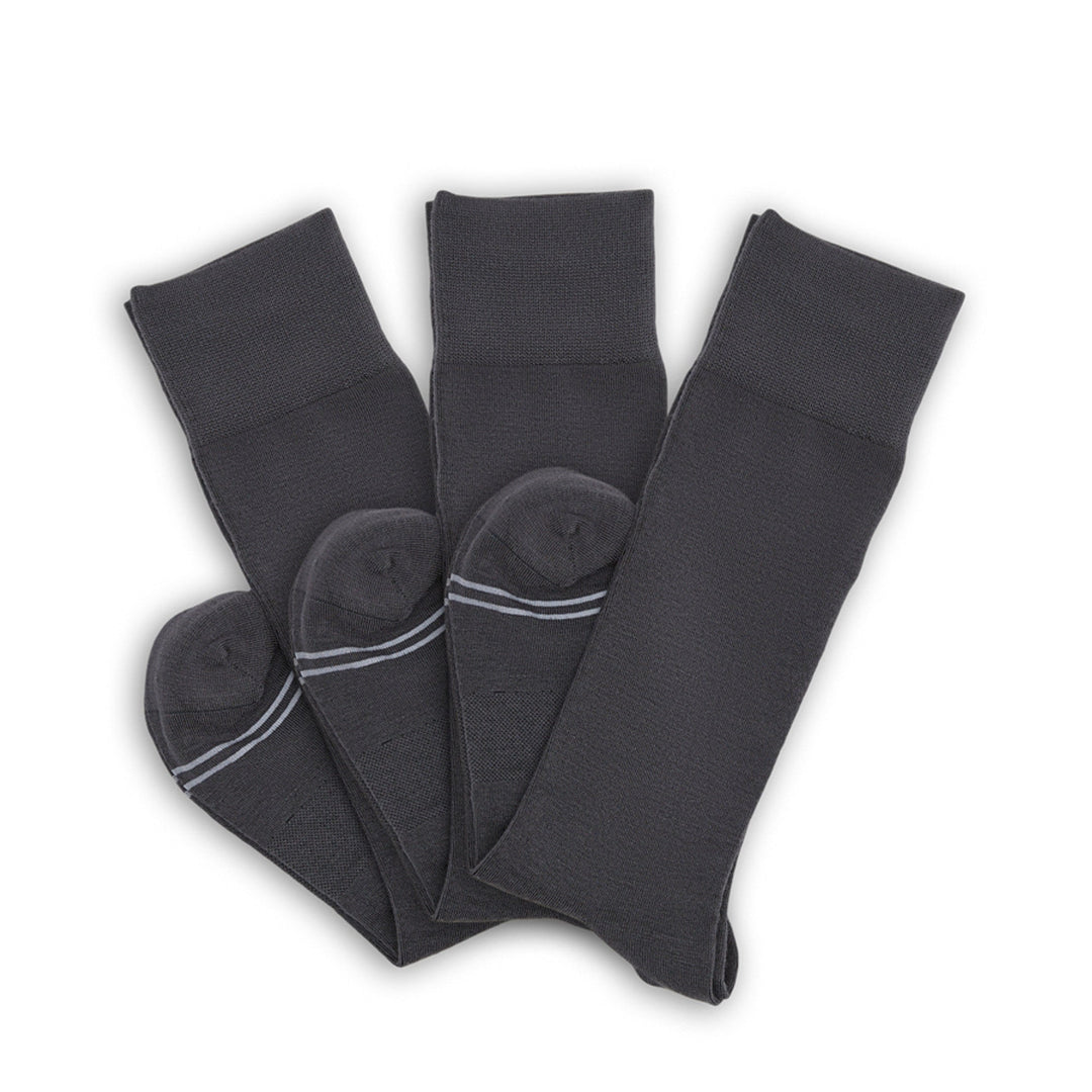 Asher 3-Pack - Charcoal Dress Socks