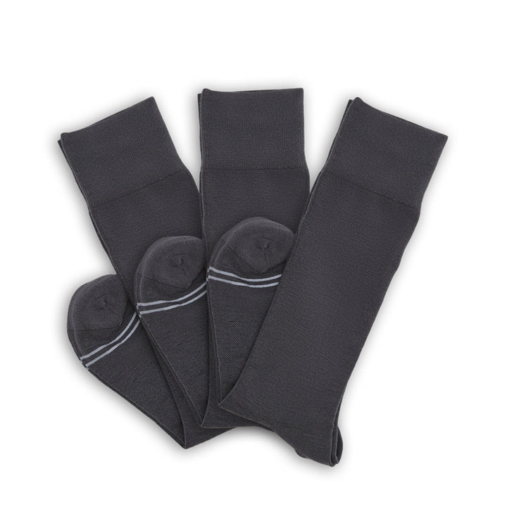 Asher 3-Pack - Charcoal Dress Socks