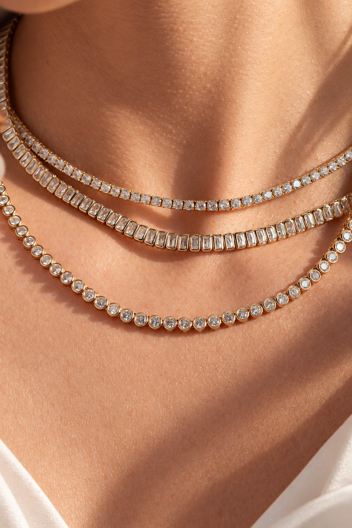 Cynthia 2MM Gold Round-Cut Tennis Choker Necklace