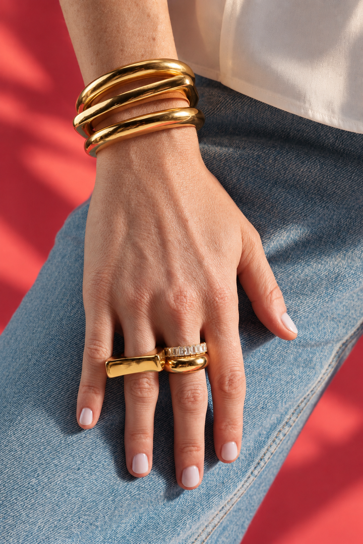Sophia Geometric Gold Open Cuff Bracelet