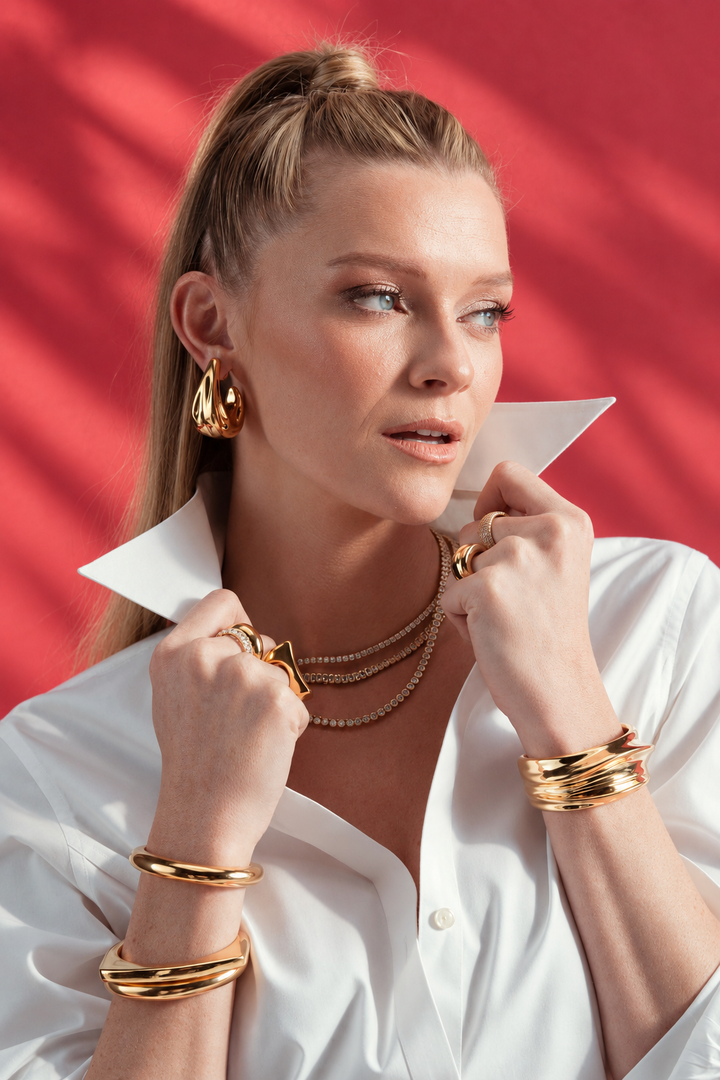 Sophia Geometric Gold Open Cuff Bracelet