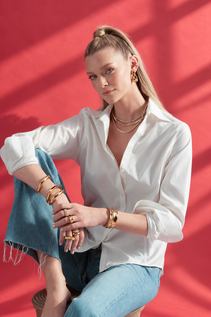 Sophia Geometric Gold Open Cuff Bracelet