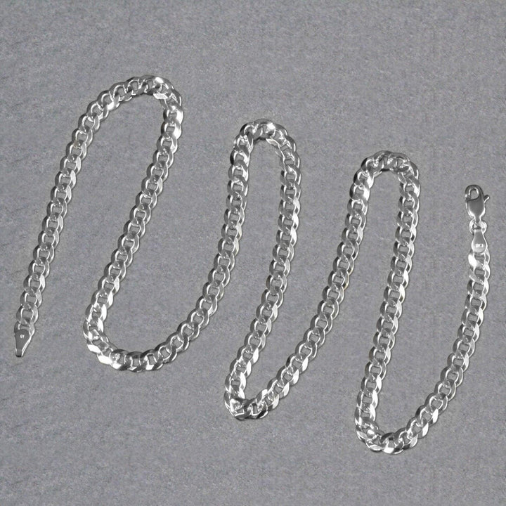 14k White Gold Solid Curb Chain (4.70 mm)