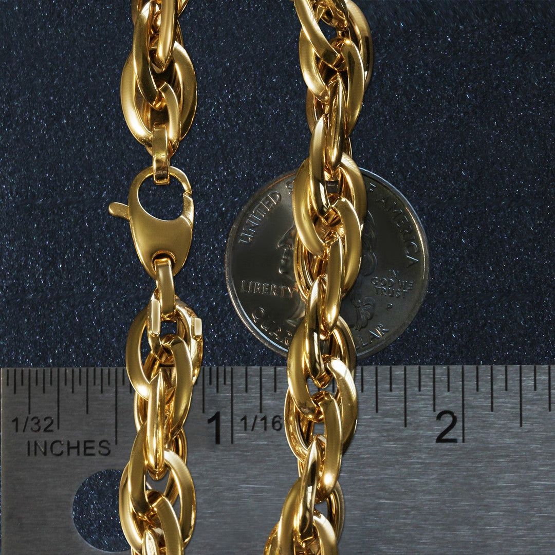 Double Oval Link Chain Bracelet in 14k Yellow Gold (10.00 mm)