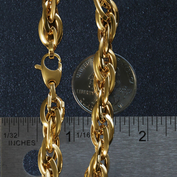 Double Oval Link Chain Bracelet in 14k Yellow Gold (10.00 mm)