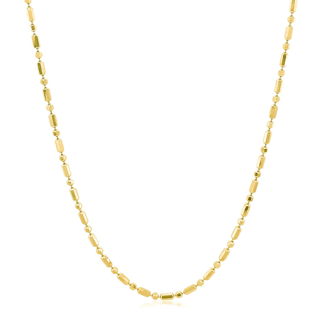 14k Yellow Gold Diamond-Cut Alternating Bead Chain (1.30 mm)