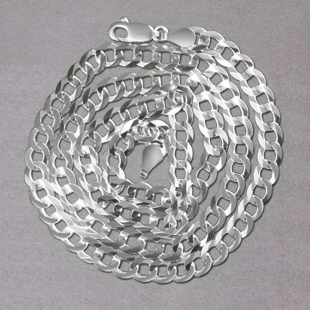 14k White Gold Solid Curb Chain (5.70 mm)