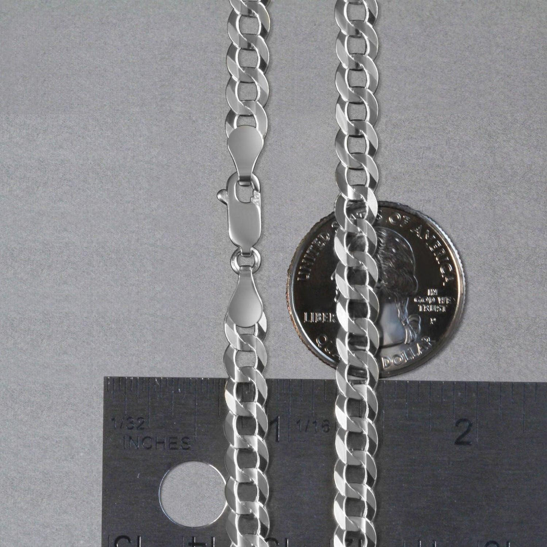 14k White Gold Solid Curb Chain (5.70 mm)