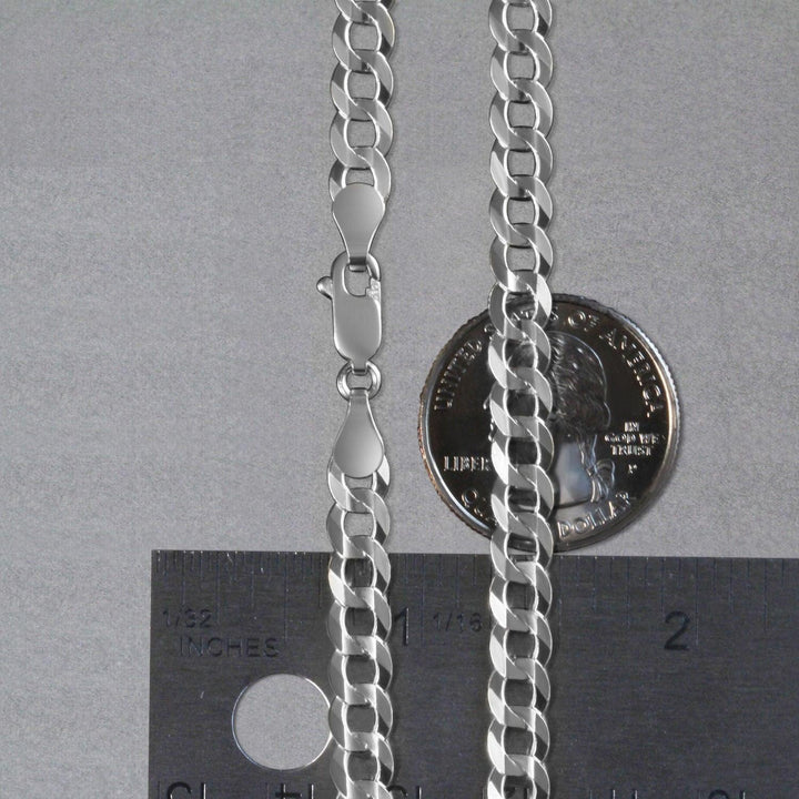 14k White Gold Solid Curb Chain (5.70 mm)