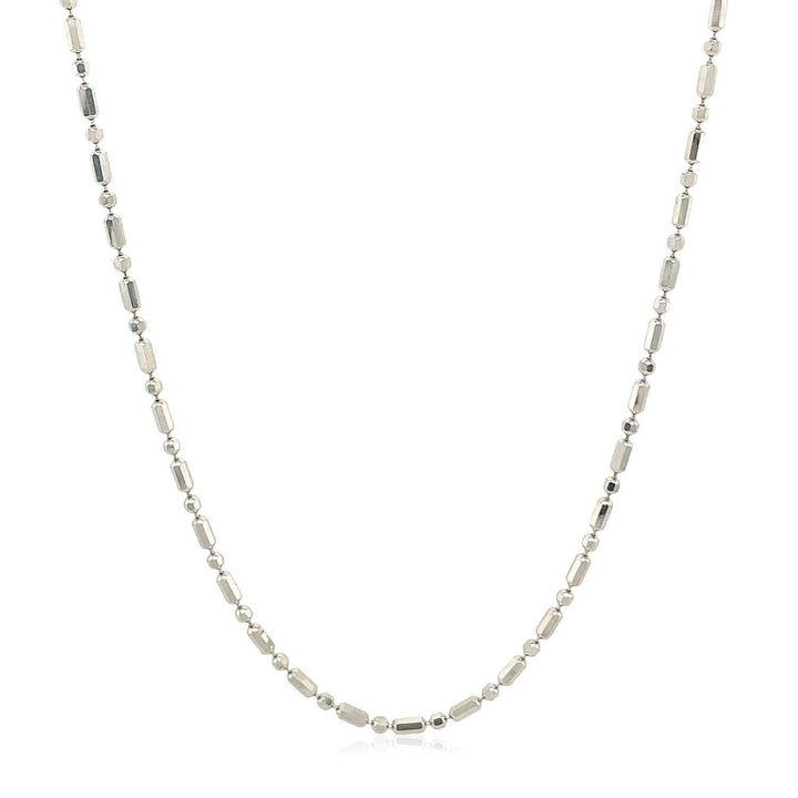 14k White Gold Diamond-Cut Alternating Bead Chain (1.30 mm)