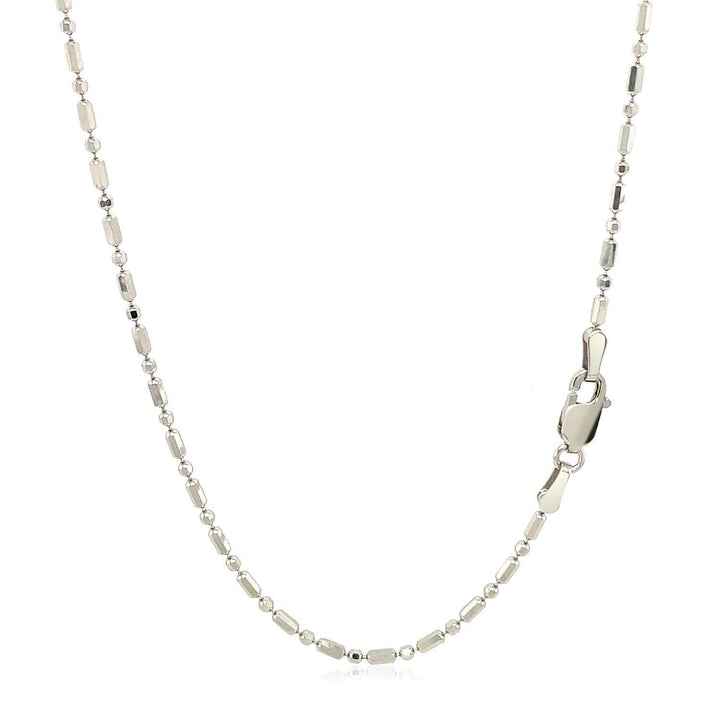 14k White Gold Diamond-Cut Alternating Bead Chain (1.30 mm)