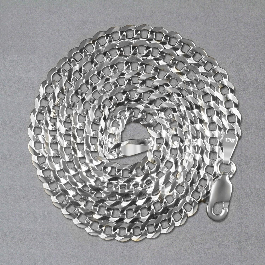 14k White Gold Solid Curb Chain (3.60 mm)