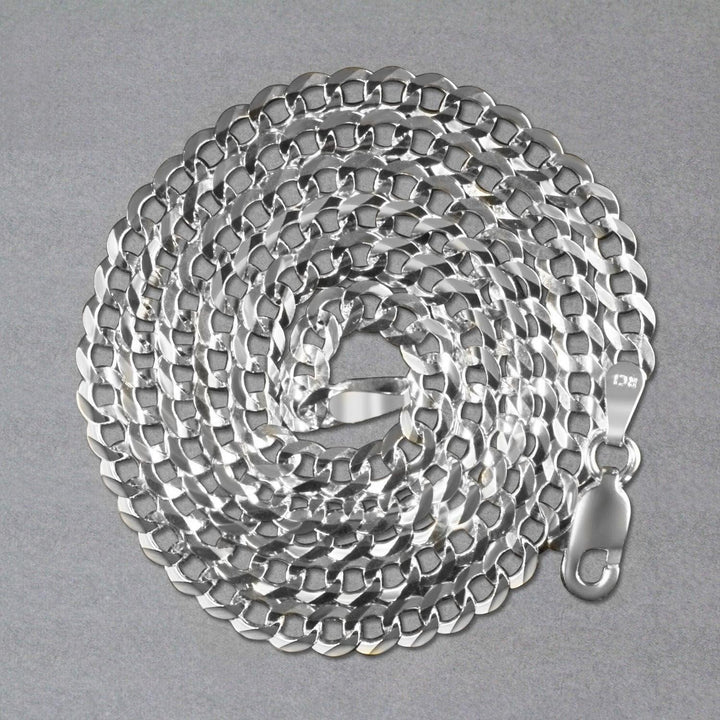 14k White Gold Solid Curb Chain (3.60 mm)