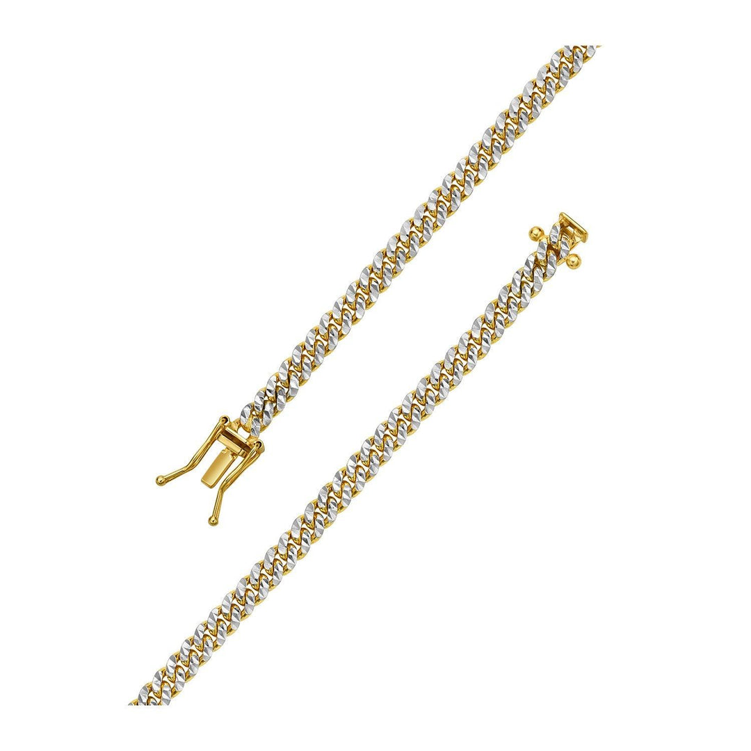 Classic Miami Cuban White Pave Solid Chain in 14k Yellow Gold (4.00 mm)
