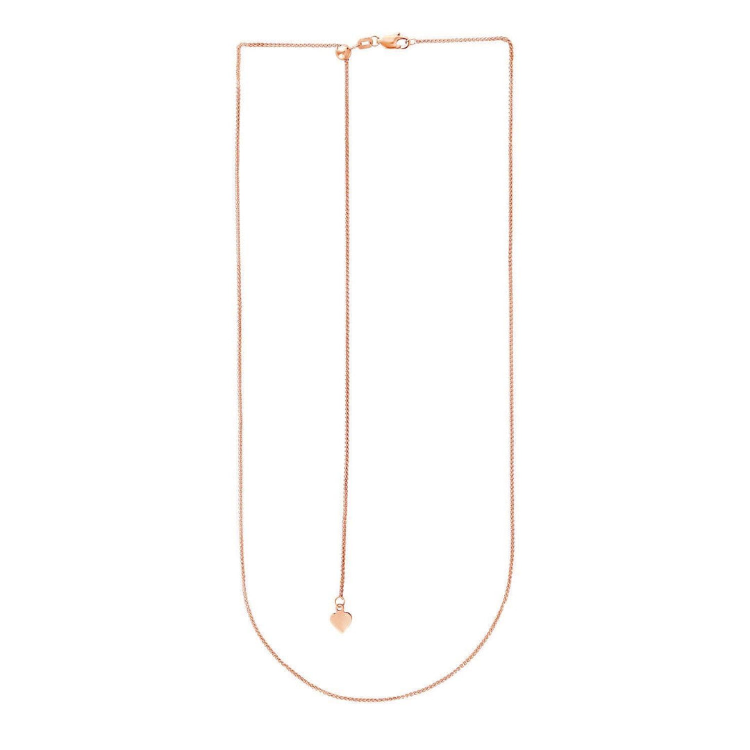14k Rose Gold Adjustable Wheat Chain (1.00 mm)