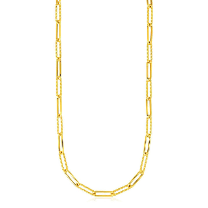 14k Yellow Gold Textured Paperclip Chain (3.5 mm)