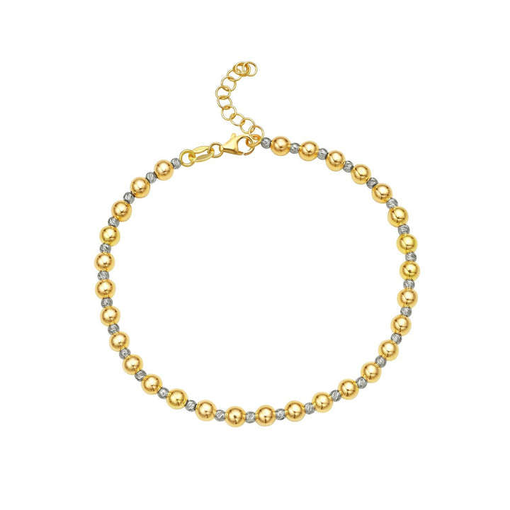 Two Tone Beaded Chain Bracelet in 14K Gold (4.00 mm)